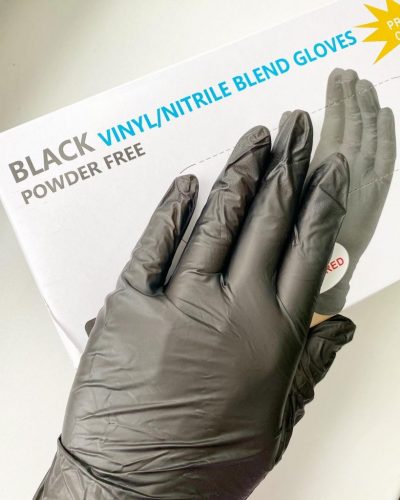 Перчатки нитровиниловые Powder Free - Черный, S