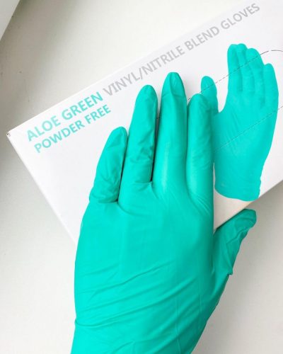 Перчатки нитровиниловые Powder Free - Зеленый, S